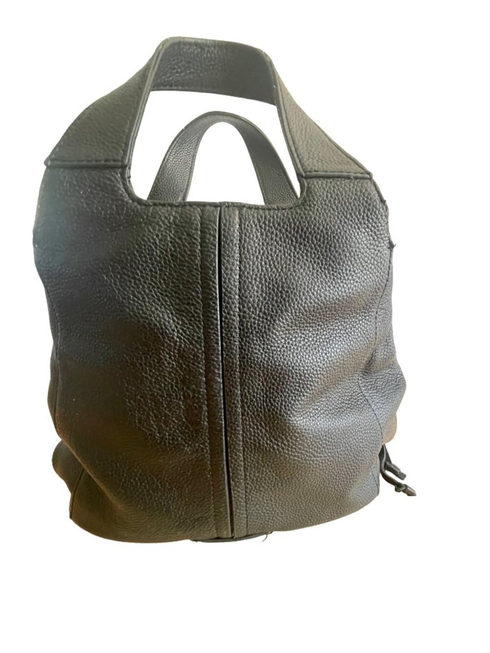 Vince Camuto Black Pebbled Leather Multi Compartment Shoulder Bag